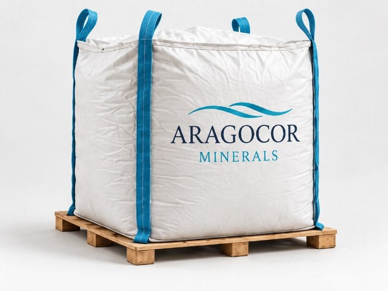 AragoCor Minerals branded bulk bag on a wooden pallet